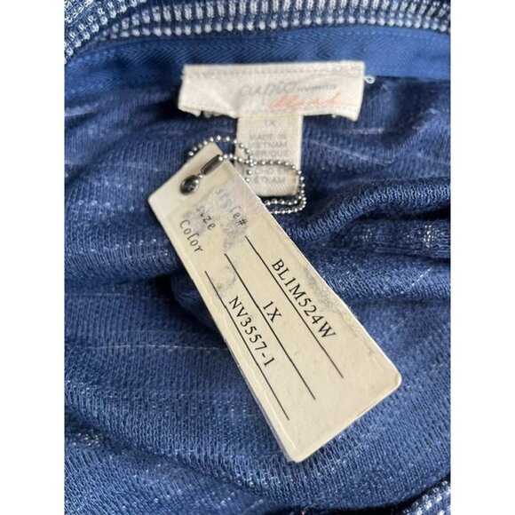 Cupio Blush Stretch Striped Pouf Sleeve Round Neck Top 1X (1123) - Picture 5 of 6